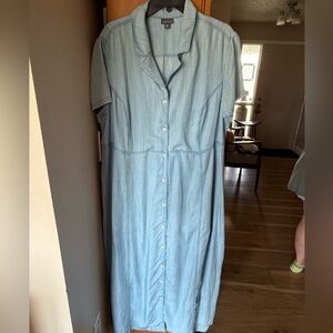 J Jill Light Blue Denim Button-Up Dress